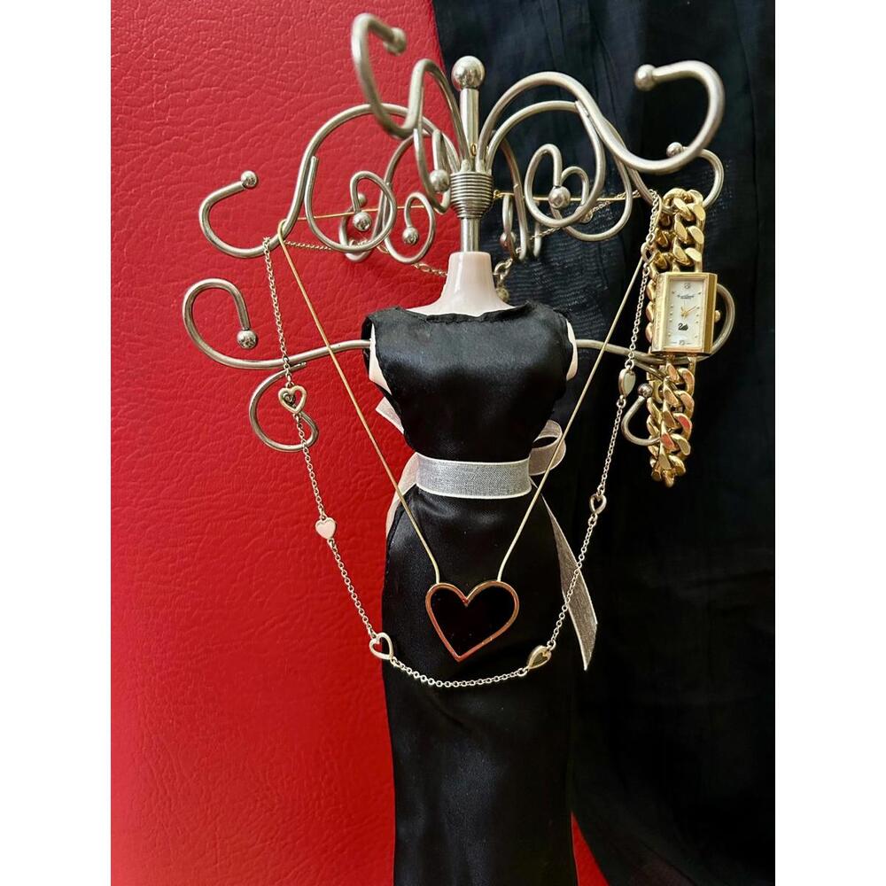Gloria‎ Vanderbilt Gold-Tone Watch and Gold tone Black Heart Necklace